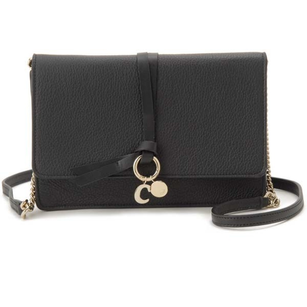 Chloe Alphabet Shoulder Bag Leather Black